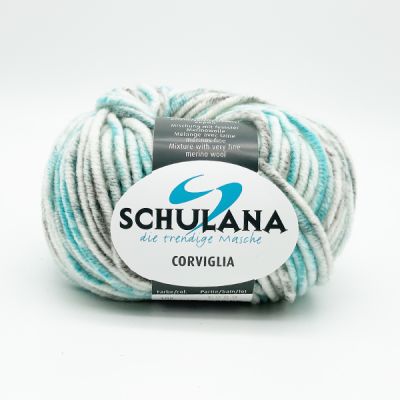 Miękka włóczka Corviglia-Print premium merino 60% 50g Biało-niebieska