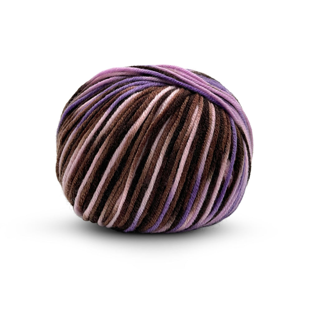 Ekstra delikatna wełna merino włoska print 19,5 mikrona na druty fioletowo-brązowy