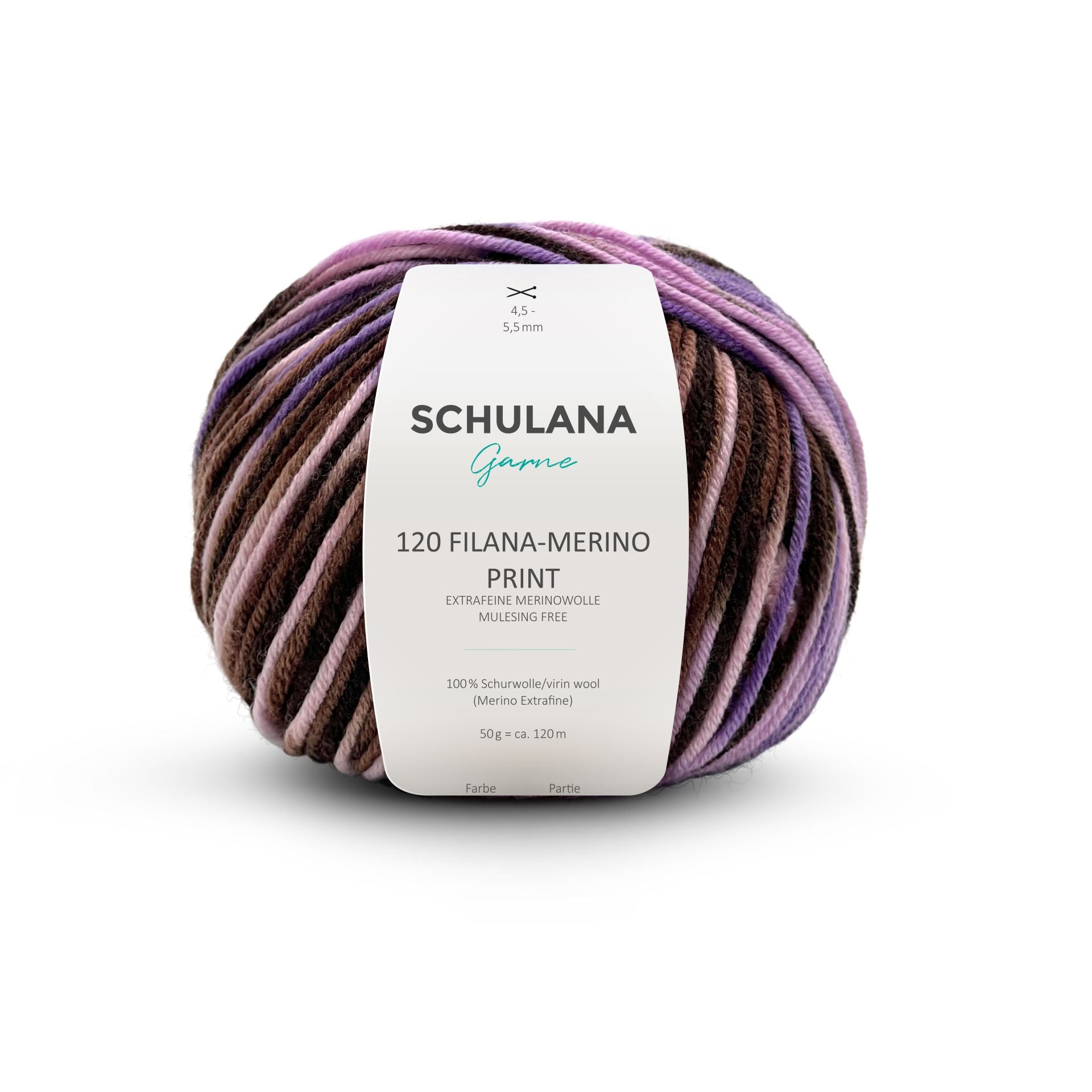 Miękka włóczka Filana-Merino Print premium merino 100% 50g fioletowo-brązowy